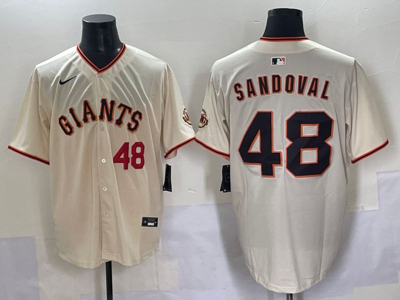 Men 2025 San Francisco Giants 48 Sandoval Cream Game Nike MLB Jersey style 2